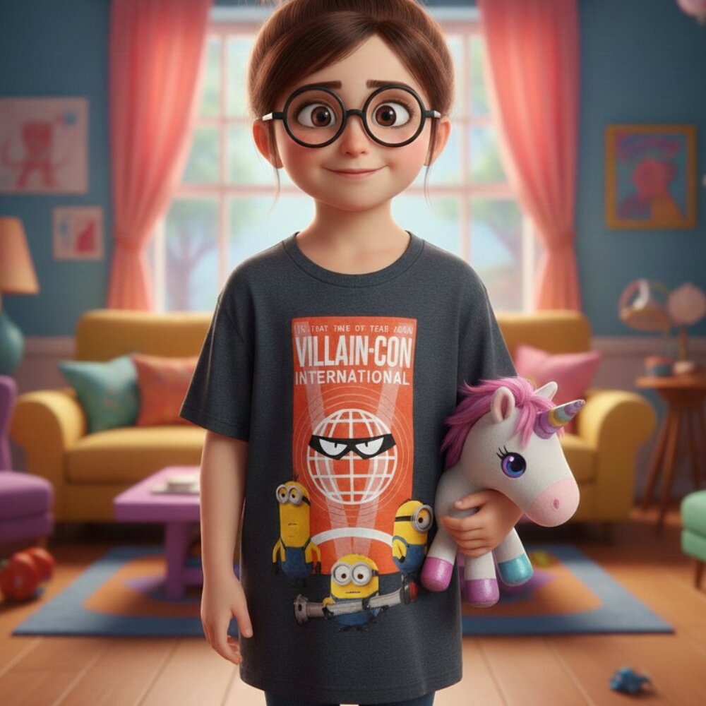 🍌 Minions Villain-Con International Graphic T-Shirt Medium Gray 💣